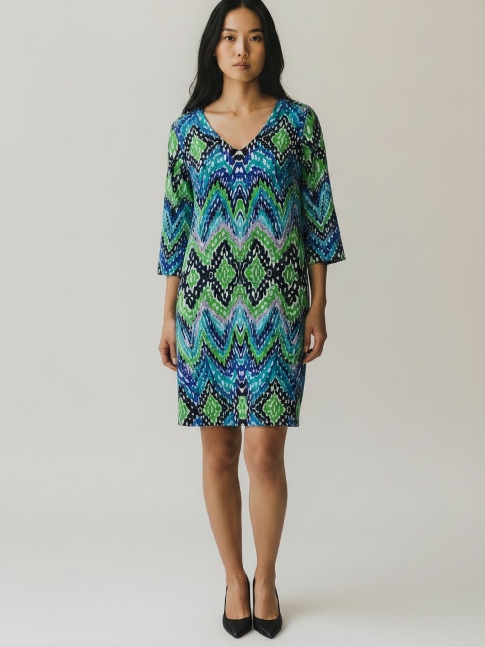Jude Connally V-Neck Geometric Shift Dress